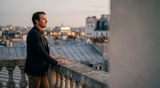 Entrepreneur français debout sur un toit-terrasse parisien, symbolisant la construction d'un réseau professionnel qualifié et d'opportunités business.