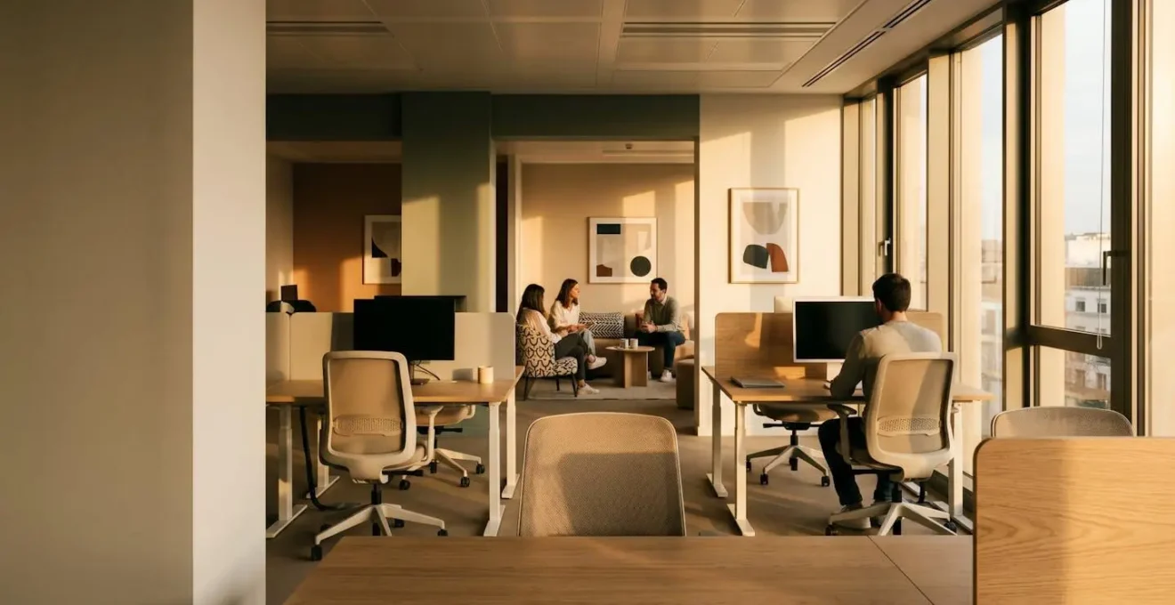 Espace de bureau moderne et lumineux favorisant le bien-être et la productivité des équipes