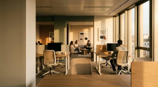 Espace de bureau moderne et lumineux favorisant le bien-être et la productivité des équipes